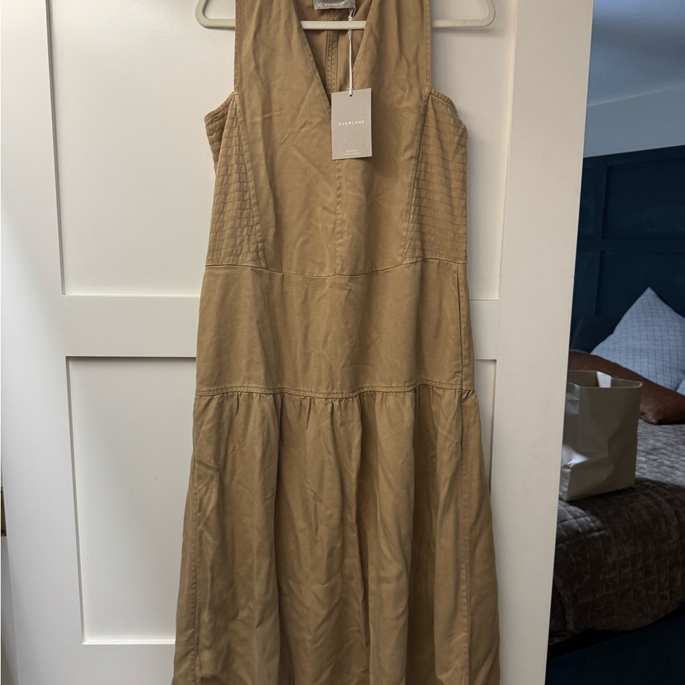 Everlane Tan Halter Tiered Sundress